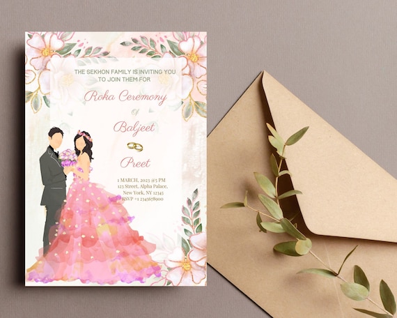 Sikh Roka Ceremony Indian Engagement Invites Digital Invite