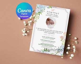 Sikh Funeral Invite, Punjabi Funeral Invitation template, Sikh memorial Gurdwara, Invitation, Digital Download, Whatsapp Email