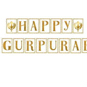 Happy Gurpurab Banner, Celebrate Gurpurab, Guru Nanak Jayanti, Golden glitter banner