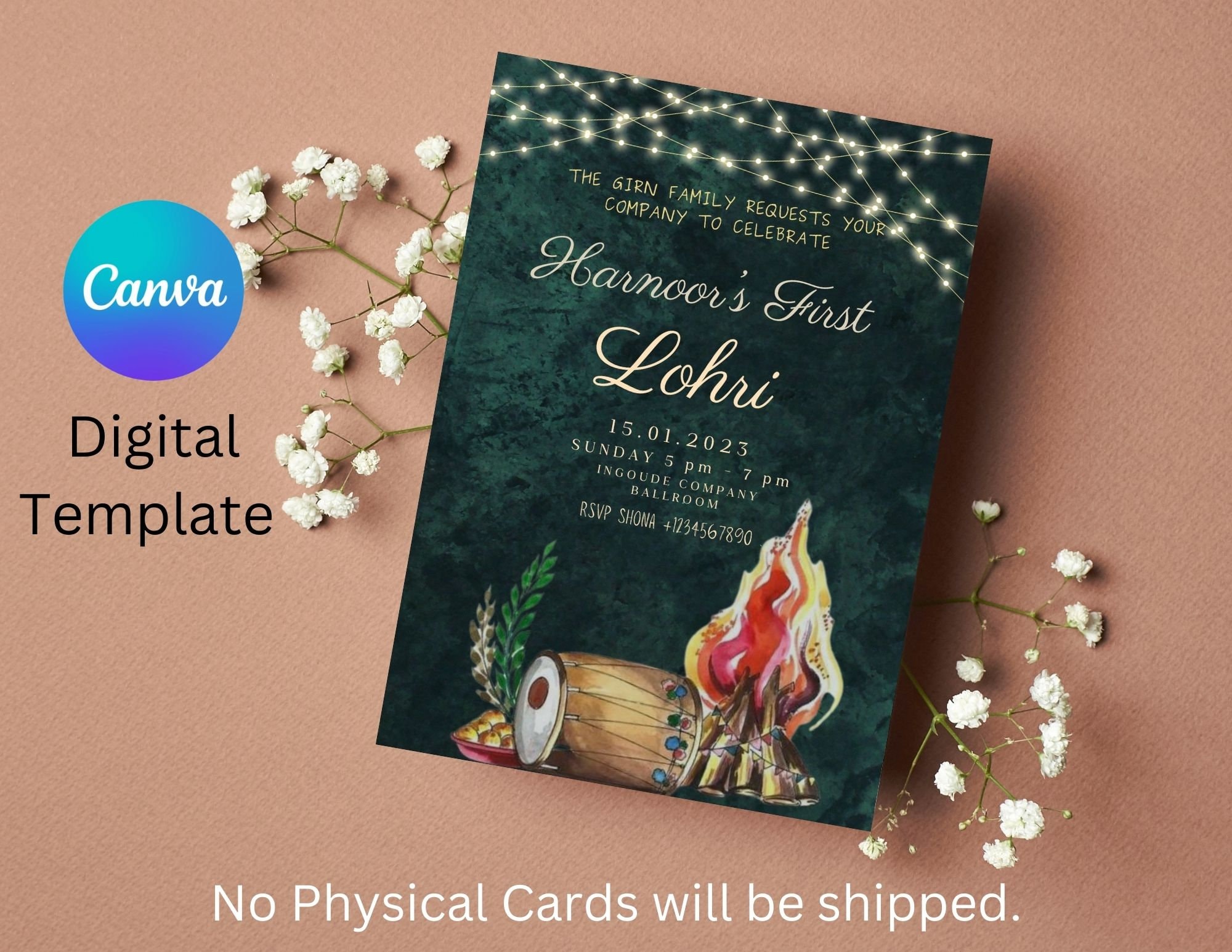 Lohri Party Invite Canva Template First Lohri Invitation Digital Lohri Party Invite Canva Template First Lohri Invitation Digital