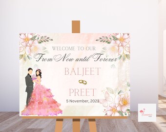 Roka Ceremony Welcome Sign,Sikh Punjabi Sagai Kurmai Welcome Poster,Hindu Indian Desi Wedding Welcome Sign,Engagement,From now until Forever