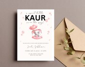 Sikh Baby Shower Invitation, Baby Girl Invite, Baby Kaur, Sikh baby shower invitate, Editable DIY Invite Template, Print your own invite