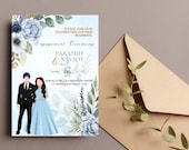 Sikh Roka ceremony, Indian Engagement invites, Digital invite, Ring Ceremony invitation, Sikh Engagement Invite card dusky blue