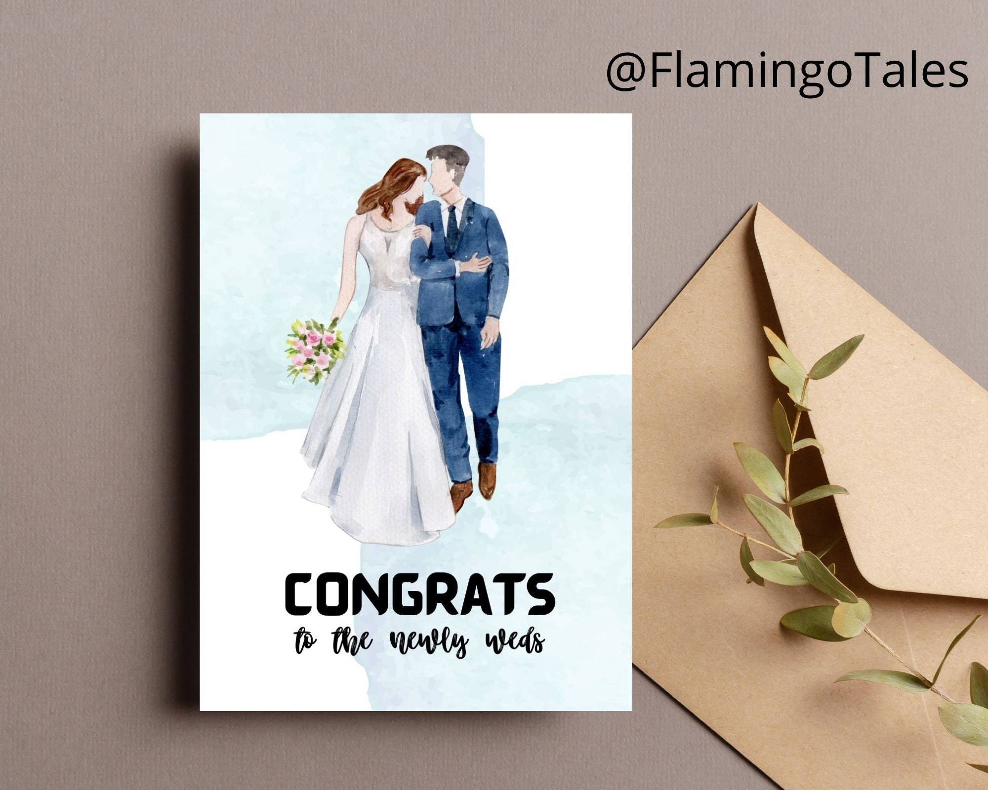 Biglietto di auguri per gli sposi, auguri per il giorno del matrimonio (PDF digitale) - Italia