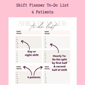 Shift Planner To-Do List for 4 Patients