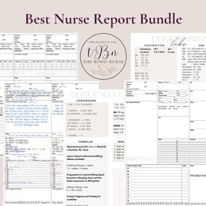 Best Nurse Report Sheet Bundle Med Surg ICU Skilled Nursing Lab Cheat Sheet and Bonus Planner