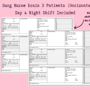 Med-Surg Telemetry Nurse Brain (3 patients per sheet- horizontal)