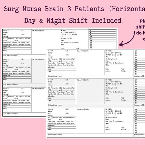 nurse brain sheet 3 patients