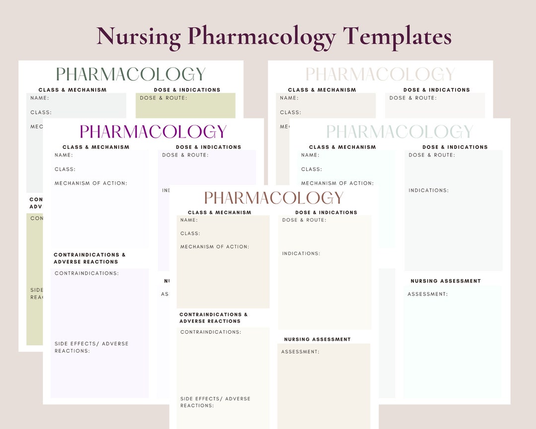 Nursing Pharmacology Template Nursing Printable Nursing School - Etsy