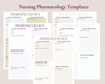 Nursing Pharmacology Template: Printable Study Guide (Digital Download)