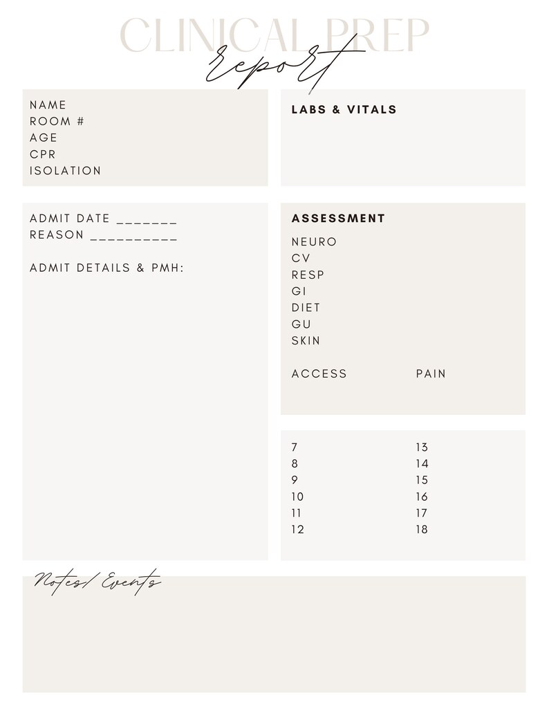 Clinical Rotation Lab Example In Notes Nursing Clinical Rotation Sheets (report Sheet, Lab Values, Medications ...