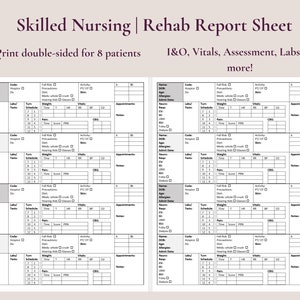 8 Patient Skilled Nursing or Rehab Report Sheet