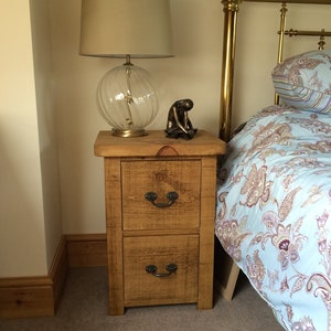 Rustic Solid Pine 2 drawer Bedside Cabinet