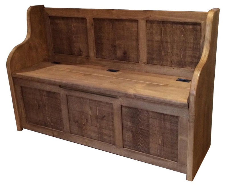 Rustic Style Monks Bench Settle Pew With Storage Bespoke Etsy