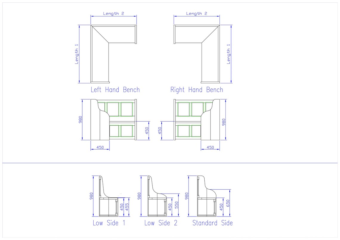 Solid Pine Corner Dining Bench in a Painted Finish Bespoke Etsy
