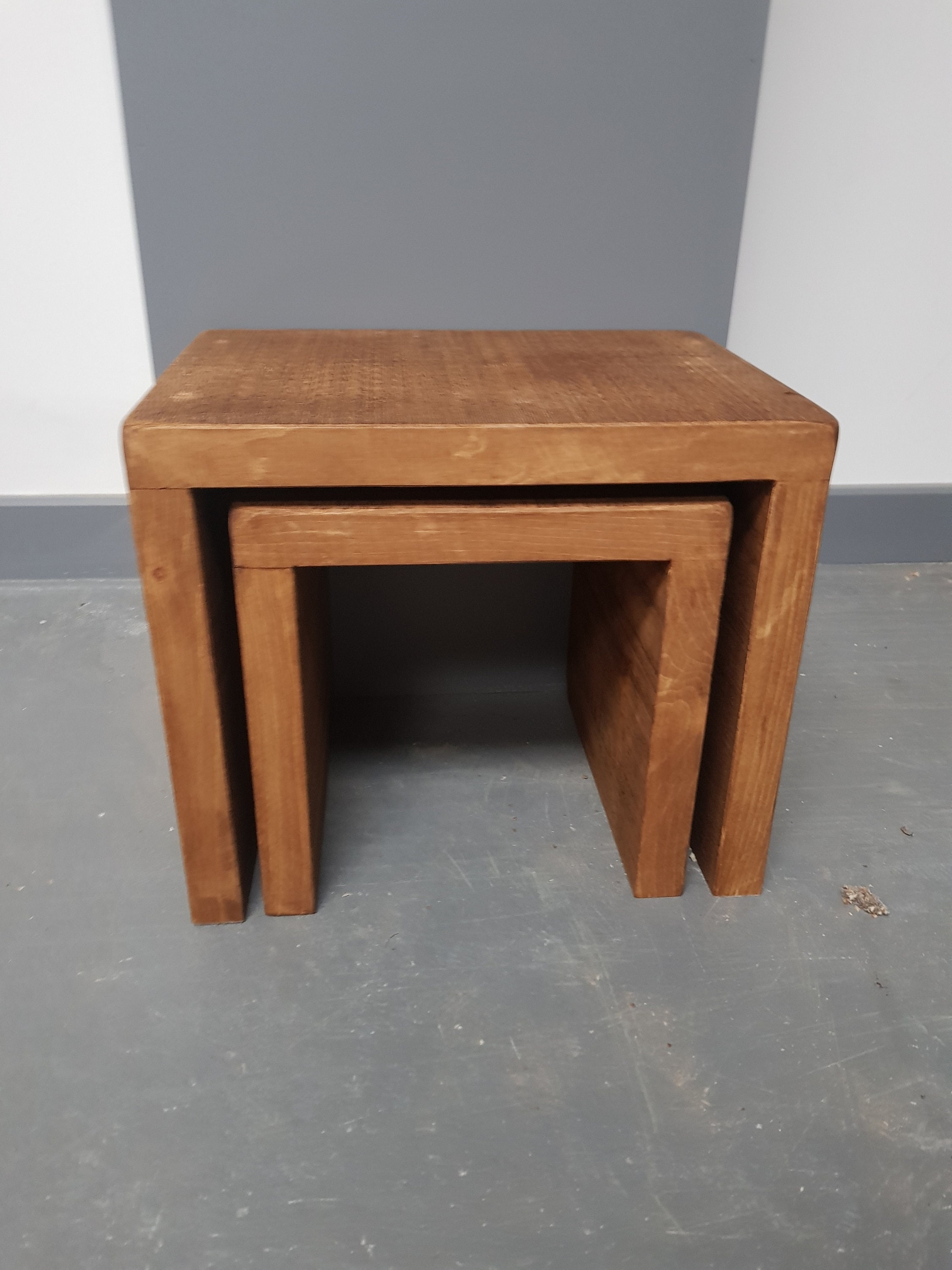 Rustic Solid Pine Nest of Two Tables Etsy UK