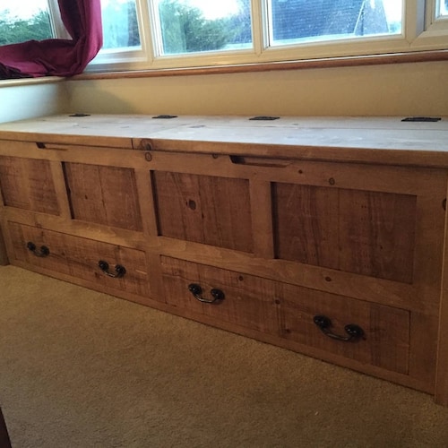 Low Window Seat With Drawers Storage Box Etsy
