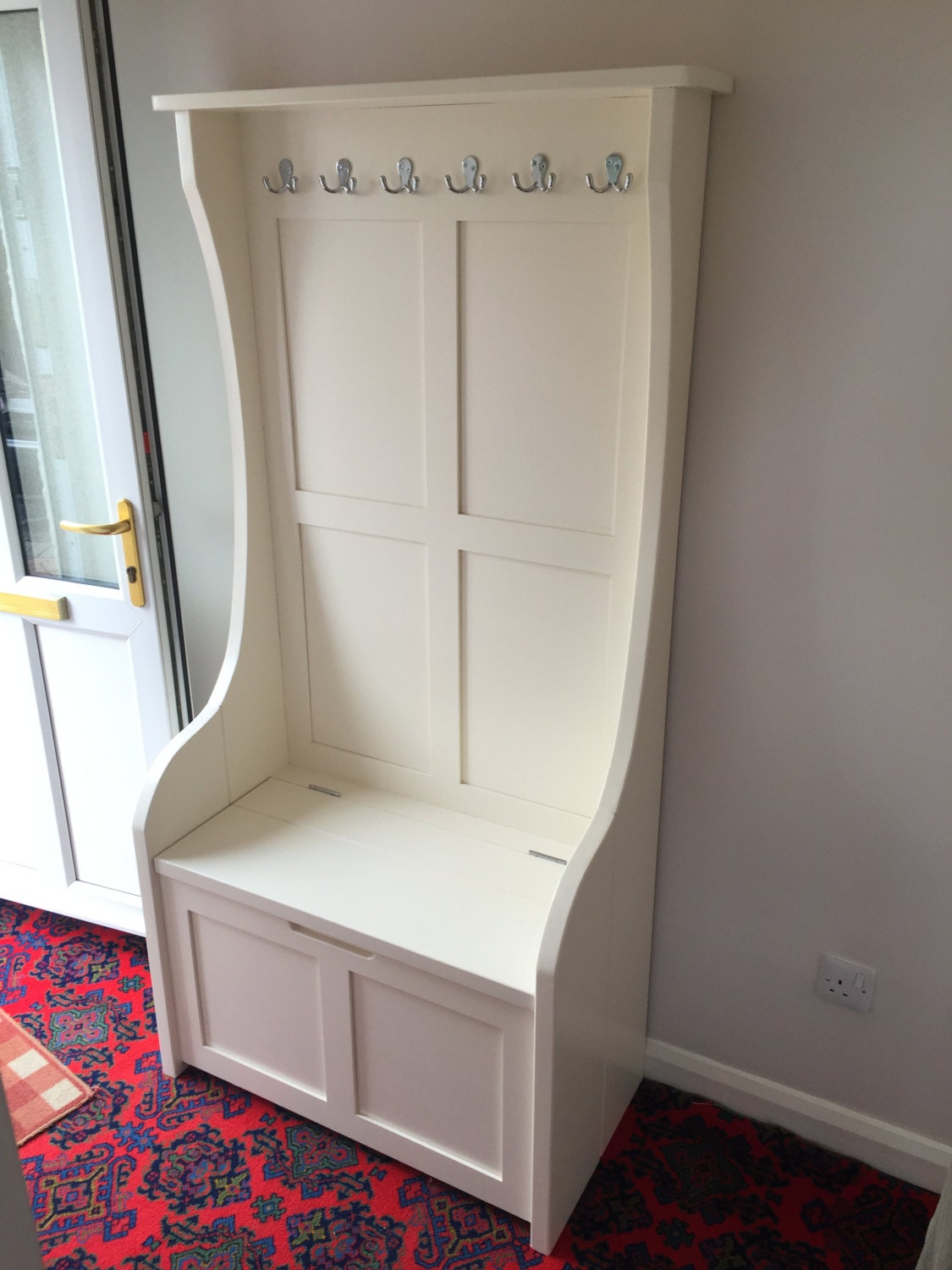 Rustic Monks Bench High Back with Coat Hooks Etsy