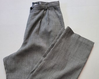 Houndstooth Trousers | 90s Pleated Pants | Ultra High Waist Pants