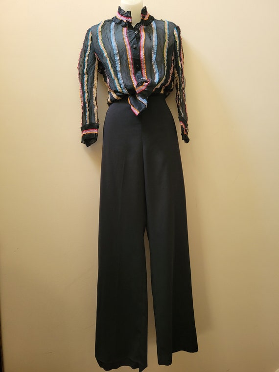 Vintage Silk Blouse | 90s Blouse | Sheer Rainbow … - image 2