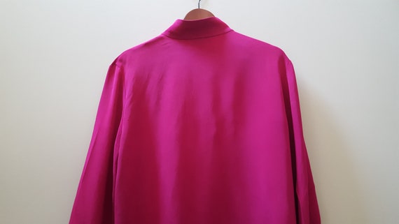 Pink Silk Blouse | Vintage Silk Button Front Blou… - image 4