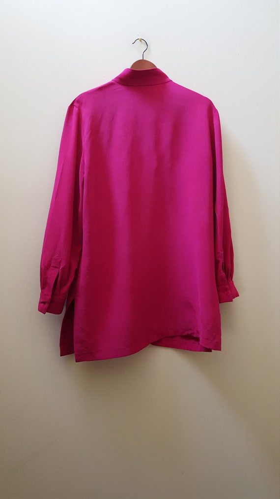Pink Silk Blouse | Vintage Silk Button Front Blou… - image 5