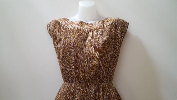 1960s Dress / 60s Green and Brown Abstract Print … - image 2