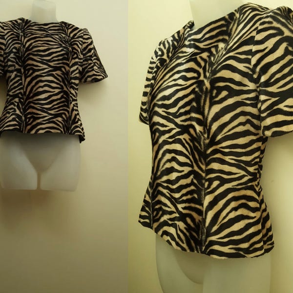 Faux Fur Shirt | 1990s Zebra Shirt