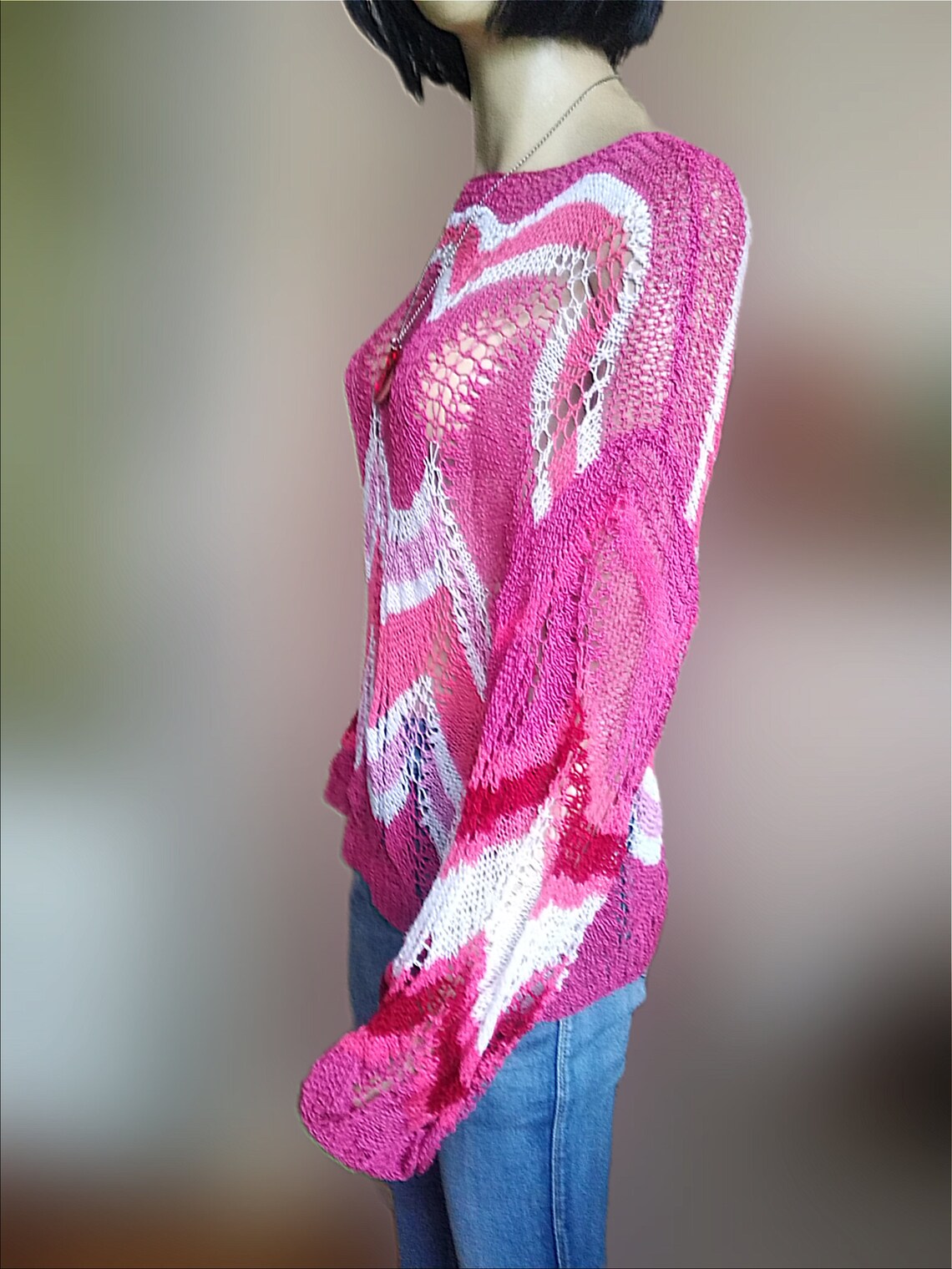 pullover damen pink baumwolle