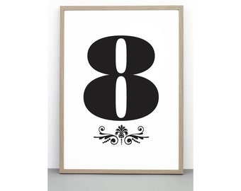 Number 9 print printable 0-9 Poster downloadable | Etsy