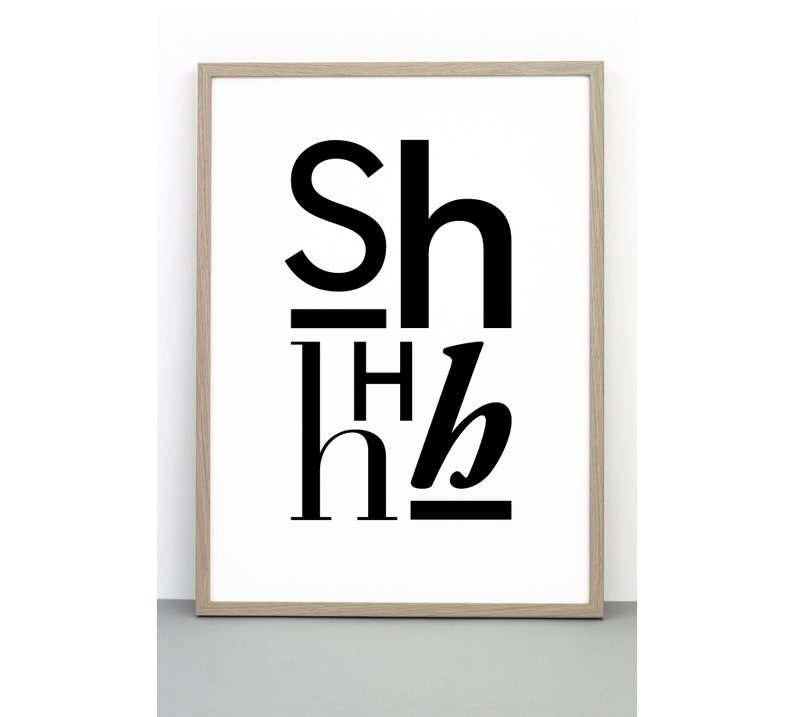 Shhh print Black & white art inspirational quote quote Etsy