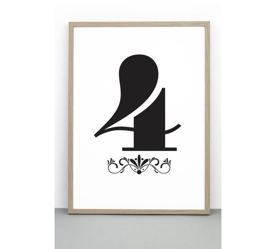 Number 4 print printable 0-9 Poster downloadable | Etsy