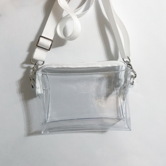 small clear bag with strap