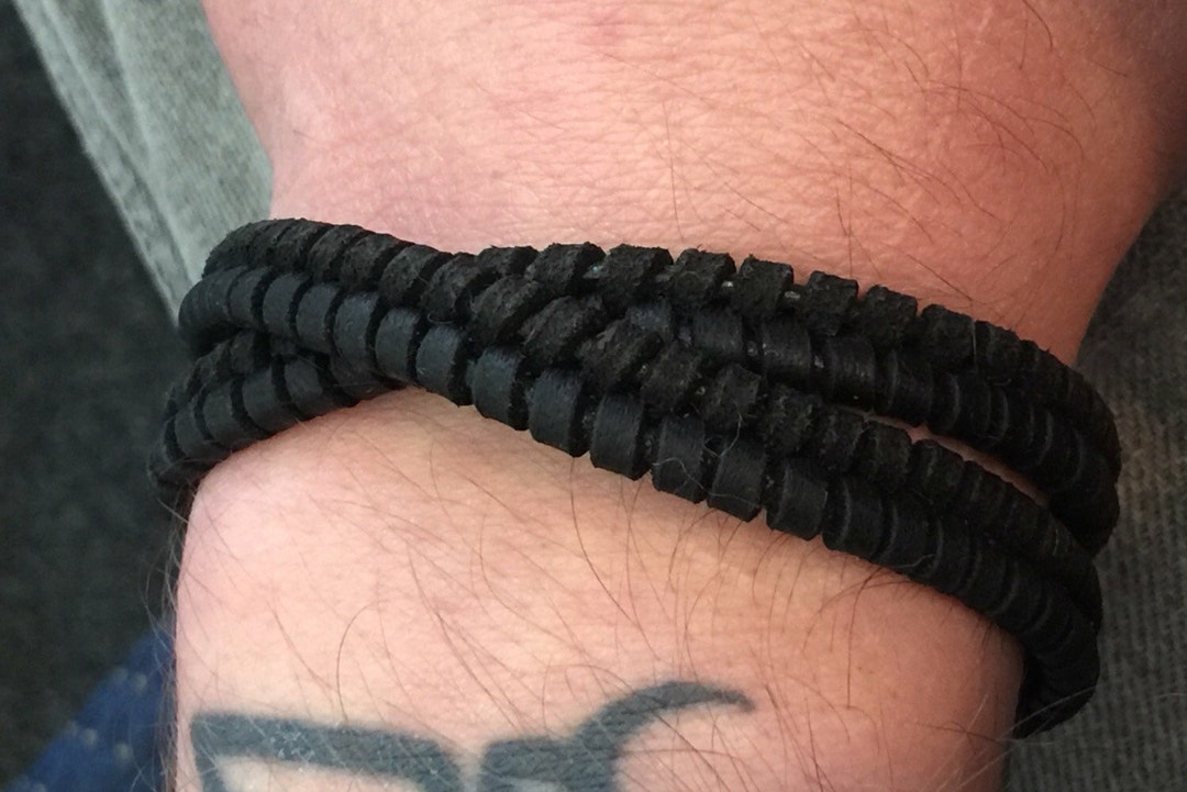 Men's Double Wrap Leather Bracelets. Black Leather 2x Wrap Etsy