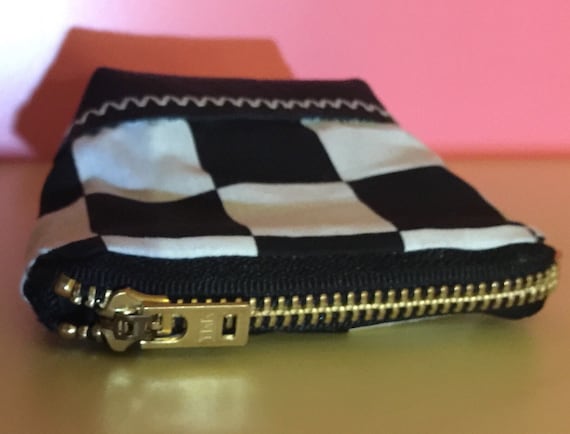 Pochette Vintage En Cuir Noir Peint Main Blanc - Petite Taille, Sans Anses, Neuve Sans étiquette