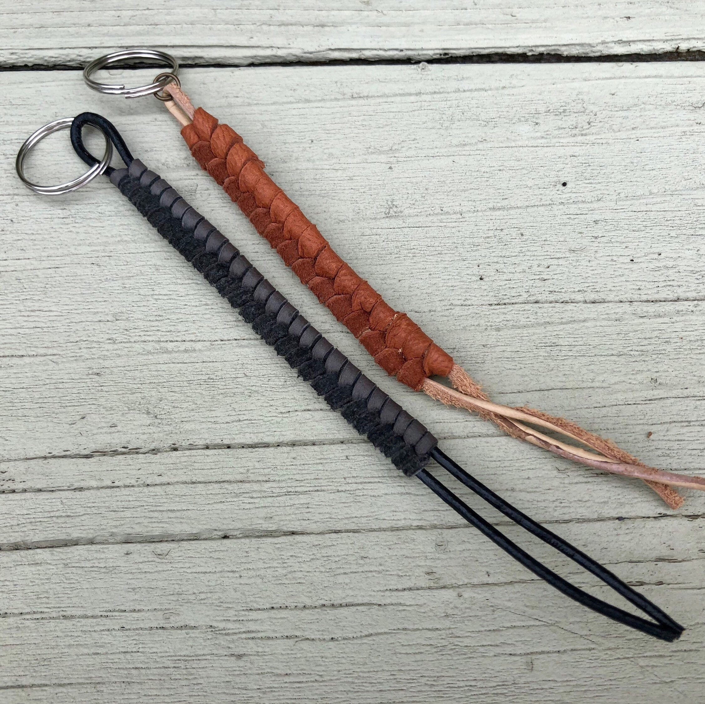 Woven Leather Minimalist Keychains. Men's Genuine Leather Etsy