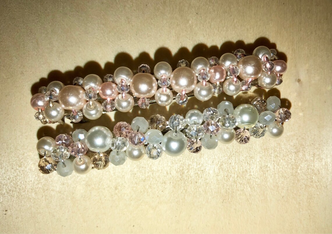 Beautiful Beaded Barrettes. Women's Hand Beaded Hair Etsy