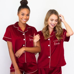 Personalized Pajamas for Women Red Pajama Set Monogrammed 