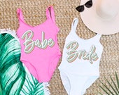 Bride Babes, Swimsuit, Bachelorette Party Swimsuits, Bridal Party Shirts, Bathing Suits, Bride to be, Custom Swimsuits, Custom Bathing Suits