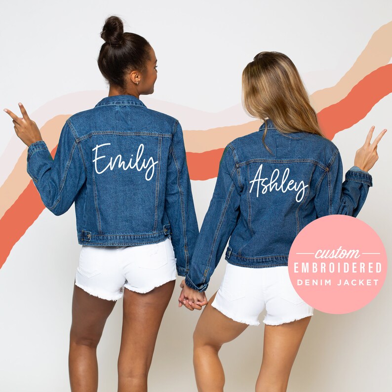 Custom Denim Jacket Embroidered Name Jacket Bride Jacket Etsy Hong Kong