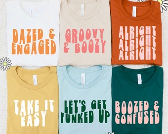 Dazed and Engaged, Groovy Bachelorette, Scottsdale Bachelorette, Groovy and Boozy, Boozed and Confused, 70s Bachelorette, Bridal 1-73a-i