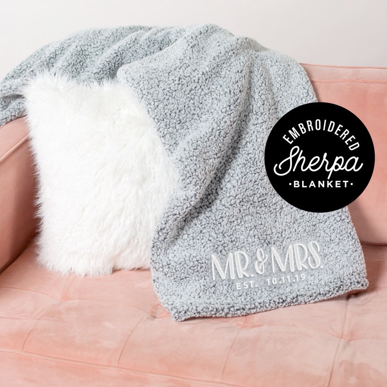 Mr And Mrs Gift Embroidered Blanket