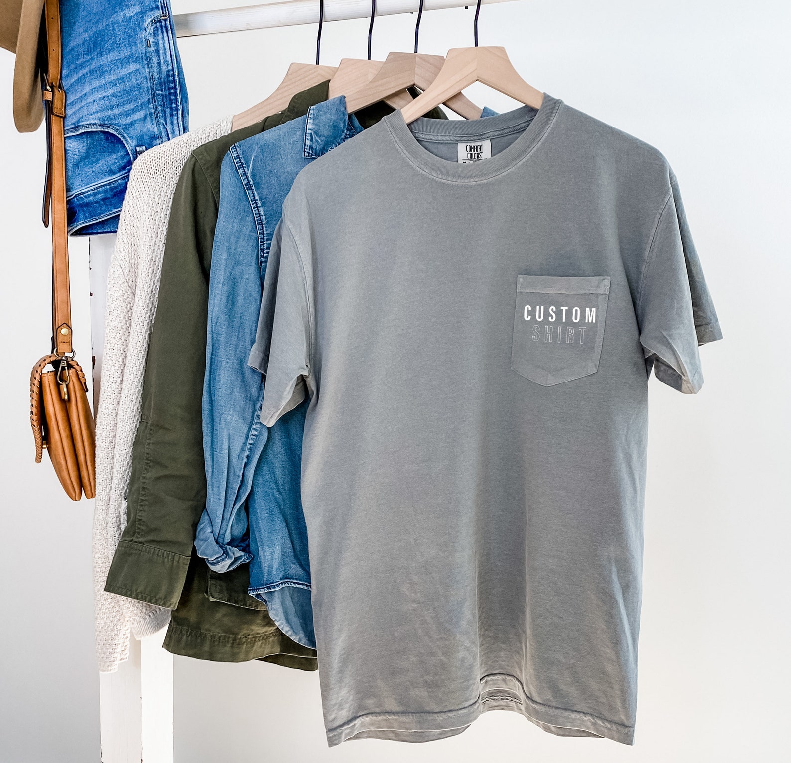 Custom Pocket T-shirts Personalized in Bulk. Promotional, Cheapest in USA, Canada
