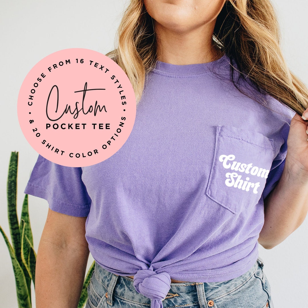 Custom Pocket Tee Personalized Pocket Shirt Custom Pocket Etsy