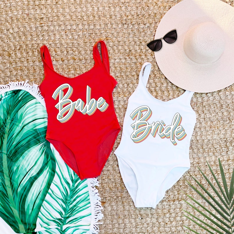 Bride Babes Swimsuit Bachelorette Party Swimsuits Bridal Etsy UK