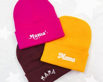 Baby Shower Gift, Mama Beanie, Mom Beanie, Custom Beanie, Custom Embroidered Hat, Best Friend Gift, New Mom Gift Box, EMB-HAT-1A-F