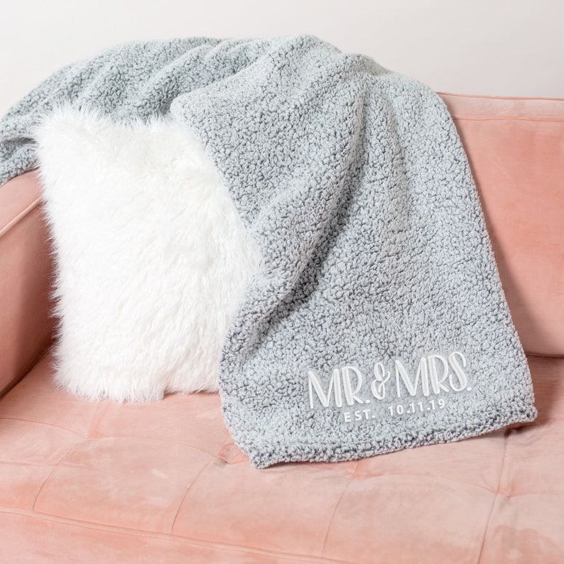Monogram Blanket Sherpa Blanket Custom Throw Blanket Etsy
