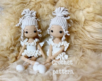 patrón de muñeca de crochet, muñeca amigurumi, muñeca ángel, muñeca bailarina, bailarina de crochet, ángel amigurumi, muñeca bailarina, muñeca bailarina de crochet