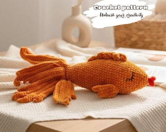 Goldfish Crochet Pattern Plush, Amigurumi Fish Toy PDF for Kids, Large Soft Sea Animal