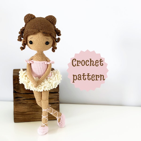 Modèle de poupée au crochet, modèle ballerine, ballerine amigurumi, ballerine au crochet, poupée amigurumi, poupée danseuse, poupée ballerine au crochet